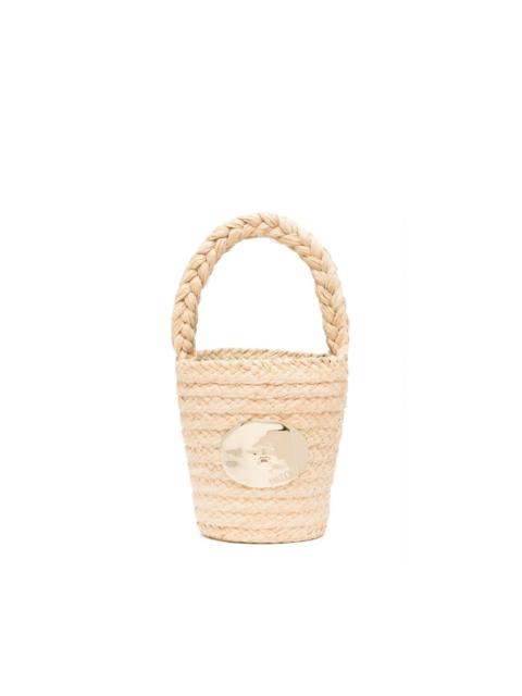 plaque-detail raffia bucket bag