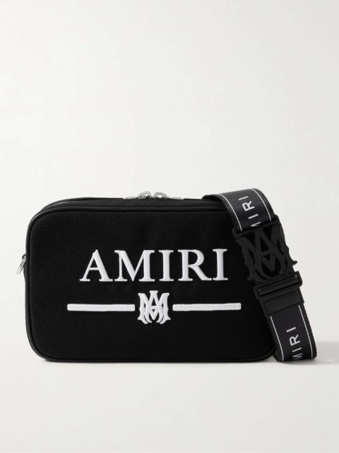 AMIRI Leather-Trimmed Logo-Embroidered Canvas Messenger Bag