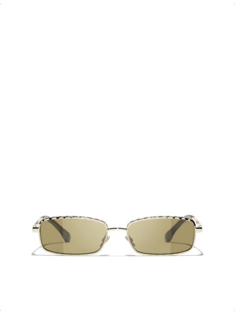 CHANEL CH4295 Rectangle-Frame Metal Sunglasses