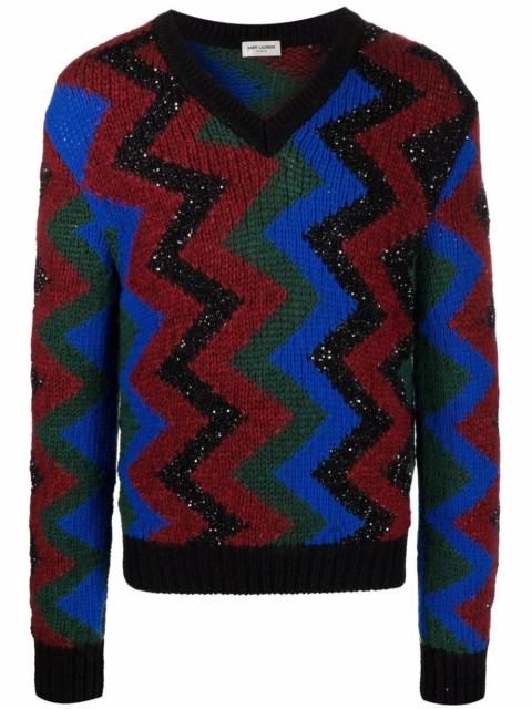 SAINT LAURENT zigzag wool-blend jumper