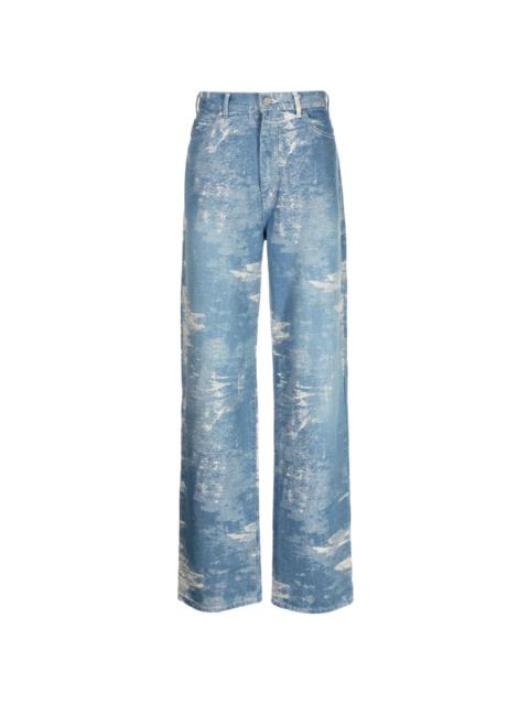 TAAKK distressed-effect cotton straight-leg jeans
