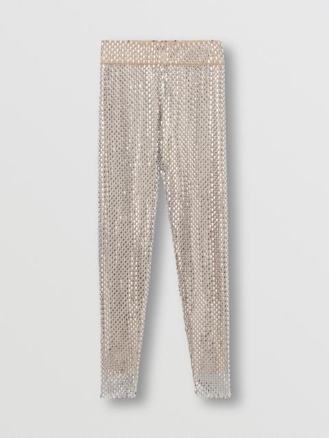 Metallic Paillette-embellished Mesh Leggings