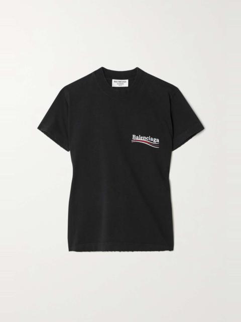 BALENCIAGA Women's Political Campaign T-shirt 검은 색 작은 적합