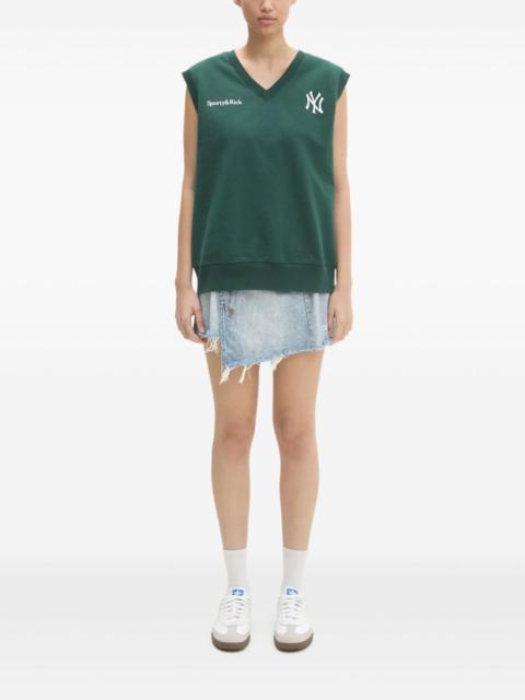 Sporty & Rich Yankees Serif  V-neck logo-embroidered top