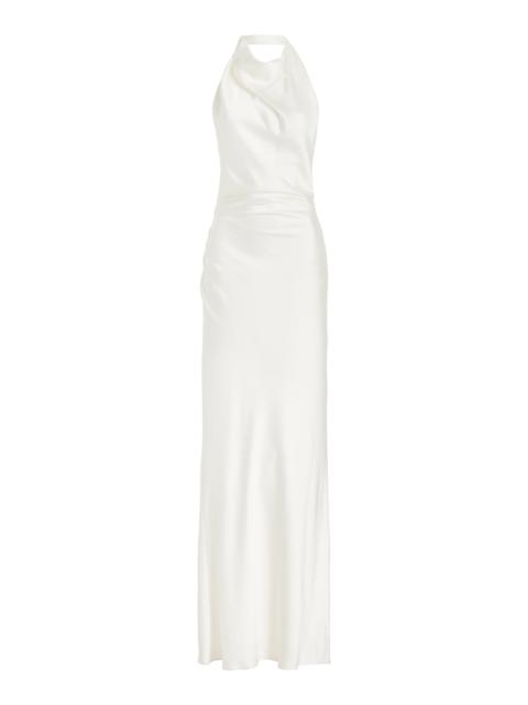 Reannon Draped Satin Gown ivory