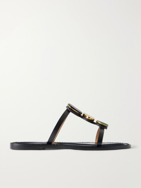 AMANU The Matobo embellished leather sandals Black