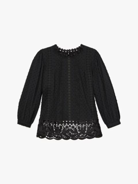 kate spade Guipure Lace Trim Blouse