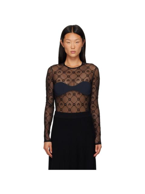 Marine Serre Black Monogram Mesh Flock Bodysuit