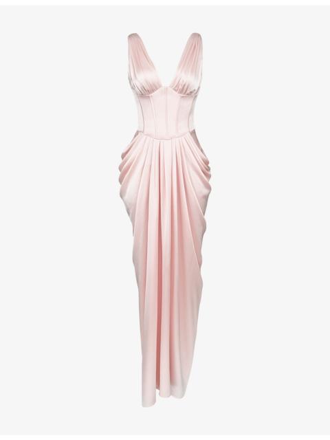 House of CB Angeline Corset Satin Maxi Dress