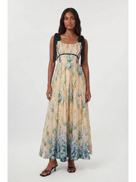 KAREN MILLEN Floral Silk Cotton Tie Strap Woven Midi Dress