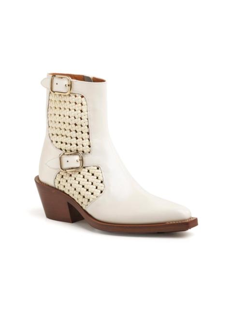 Chloé Nellie Leather Woven Boots white