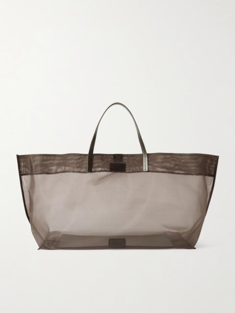STAUD Christos Leather-trimmed Mesh Tote