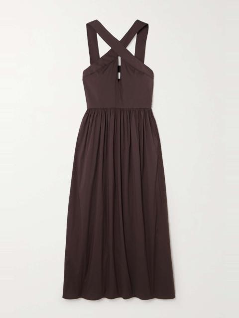 Max Mara Stelvio cutout cotton-blend poplin midi dress