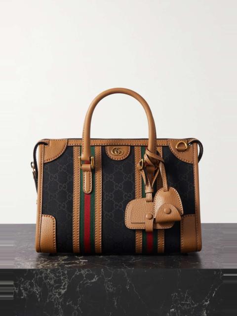 GUCCI Leather-trimmed printed coated-canvas tote