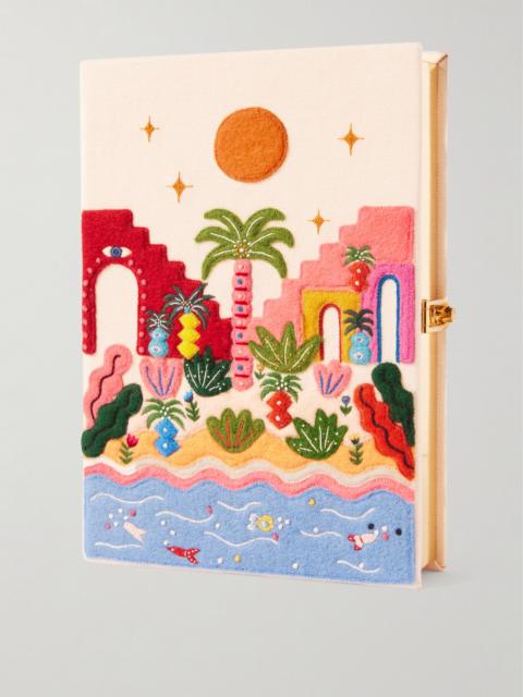 Olympia Le-Tan Tropic Vibes Embroidered Appliquéd Cotton, Wool And Silk-blend Canvas Clutch
