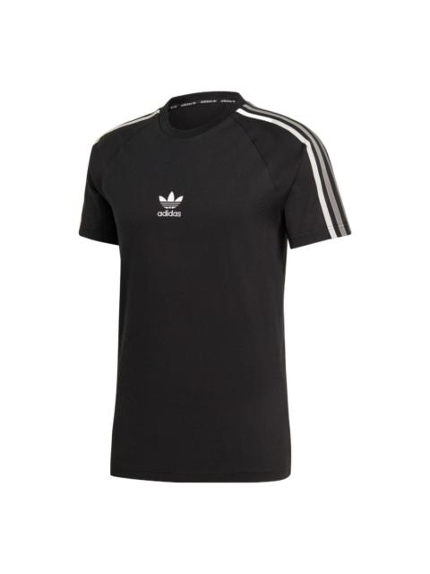adidas adidas originals Stripe Logo Micro Mark Round Neck Casual Short Sleeve Black GK1963