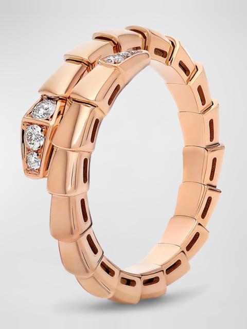 BVLGARI 18K Rose Gold Serpenti Viper Diamond Tip Ring