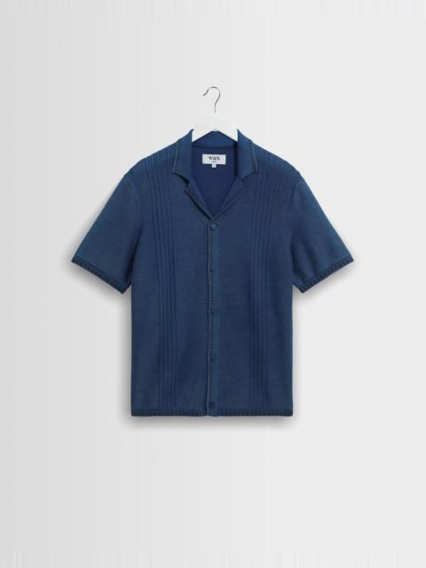 Wax London Ivy - Washed Blue Cotton Knitted Shirt