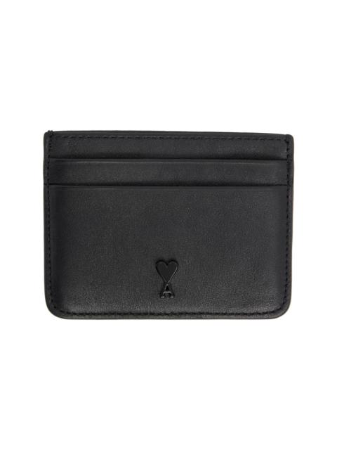 AMI Paris Black Smooth Leather Ami de Coeur Card Holder
