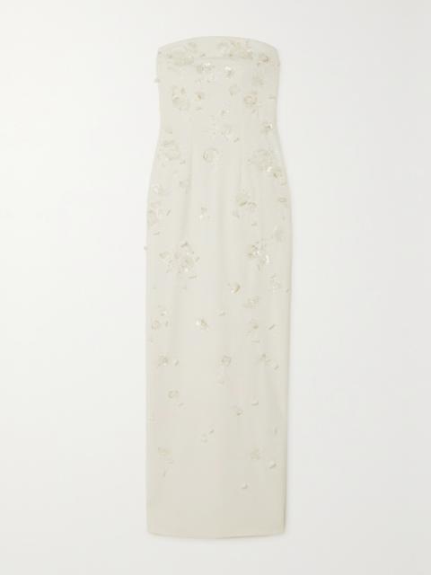 CLIO PEPPIATT Strapless Embellished Stretch-crepe Gown