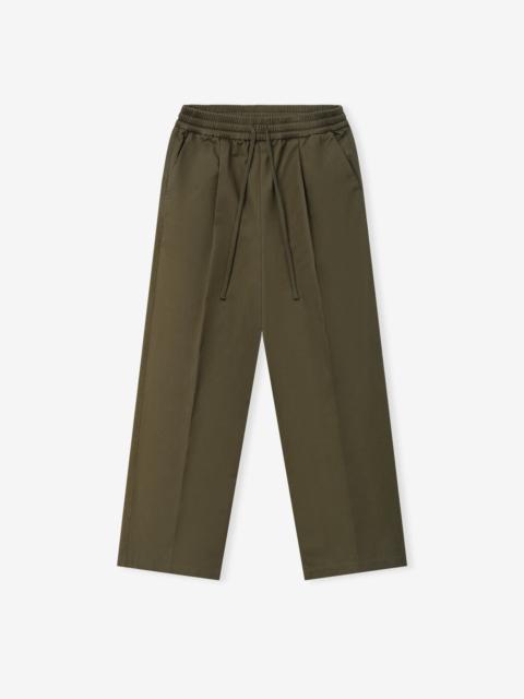 ESSENTIALS Cotton Twill Pleat Front Drawstring Pant