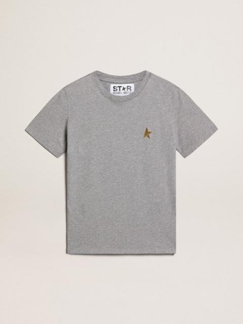 Women's mélange gray T-shirt with gold star on the front