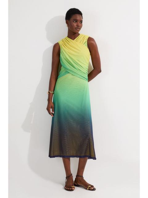 KAREN MILLEN Tall Sunset Ombre Mesh Wrap Bodice Jersey Maxi Dress