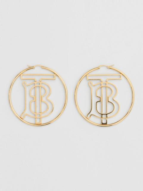 Burberry Gold-plated Monogram Motif Hoop Earrings