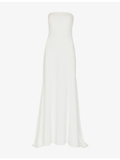 WHISTLES Ellis bow-detail strapless woven wedding dress
