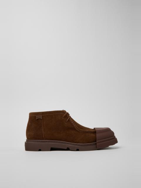 CAMPER Junction Brown Suede Ankle Boots for Men.