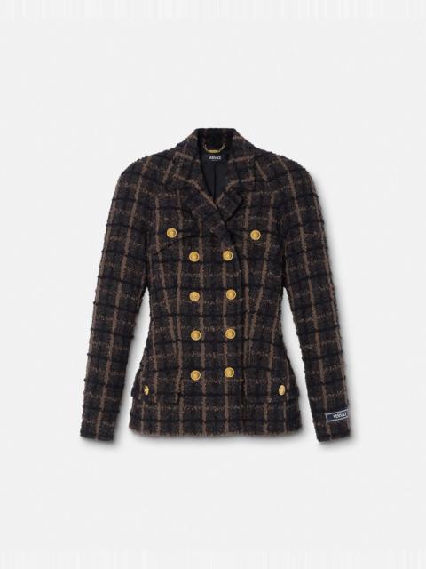 Bouclé Tweed Fitted Raglan Blazer