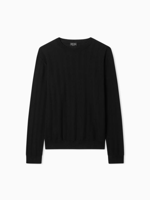 GIORGIO ARMANI CHEVRON SILK AND COTTON CREW-NECK JUMPER