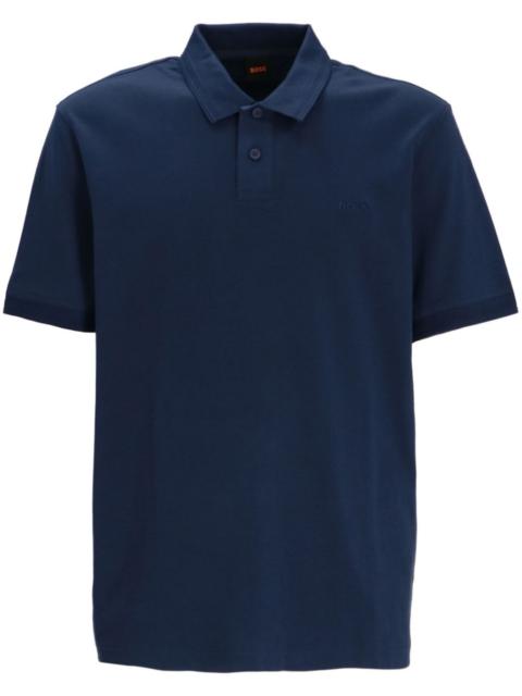 BOSS logo-embroidered cotton polo shirt
