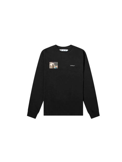 Off-White Men's Off-White c/o Virgil Caravaggio Printing Round Neck Long Sleeves Black T-Shirt OMAB001E20JER00