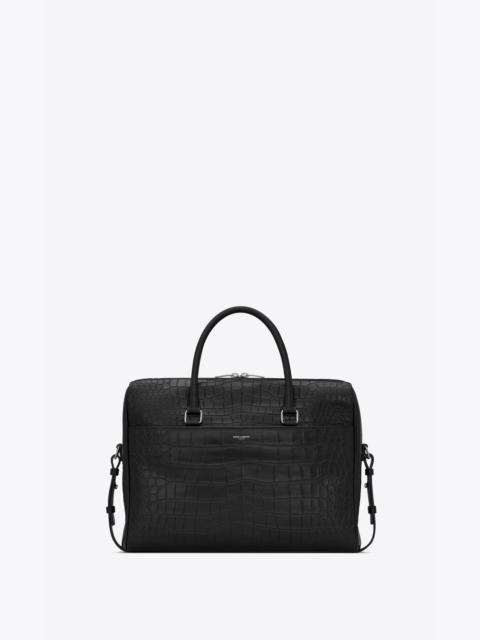 SAINT LAURENT duffle saint laurent briefcase bag in crocodile-embossed matte leather