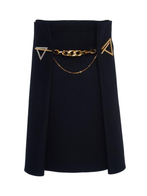 Bottega Veneta Chain-Embellished Cashmere-Twill Midi Skirt black