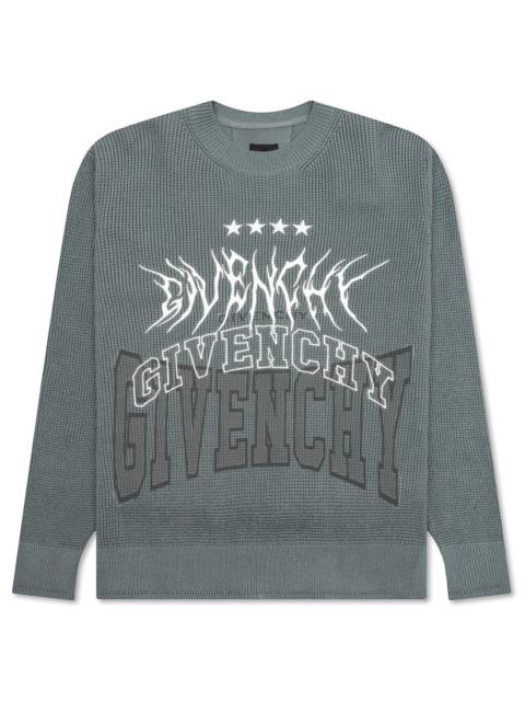 Givenchy EMBROIDERED METAL LOGO CREWNECK - TITANIUM