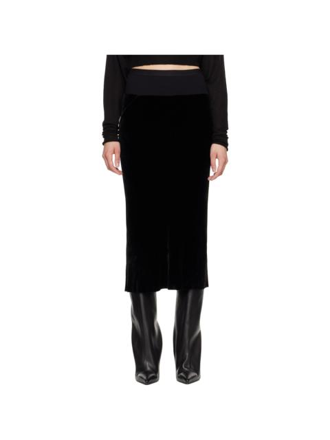 Rick Owens Black Tower Knee Bias Midi Skirt