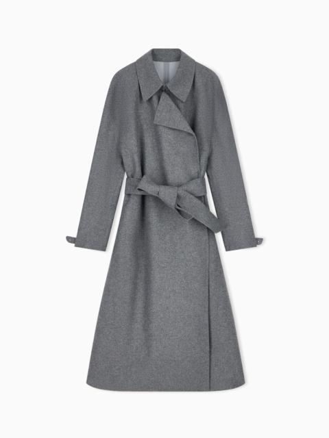 EMPORIO ARMANI WATER-REPELLENT FLANNEL-COATED COAT SIGNATURE CAPSULE