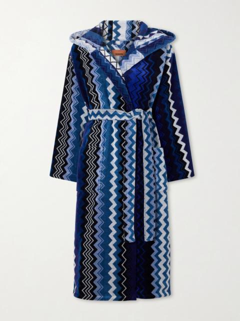 Missoni Giacomo Striped Hooded Belted Cotton-terry Robe