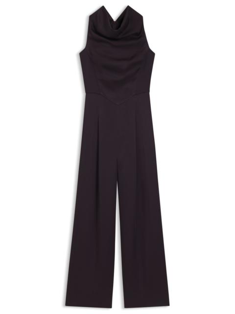 BOSS SABLÉ JUMPSUIT WITH DRAPED NECKLINE