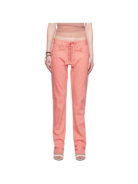 LUDOVIC DE SAINT SERNIN Pink Lace-Up Jeans