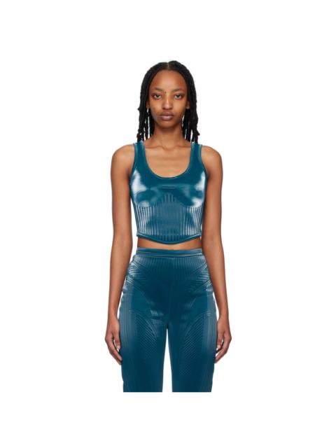 MUGLER Blue Embossed Tank Top