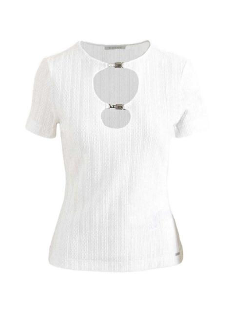 GUESS USA buckle-detail cut-out T-shirt