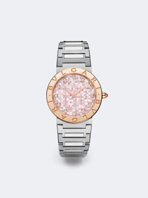 BVLGARI Bvlgari Bvlgari embellished 18kt rose gold and stainless steel watch