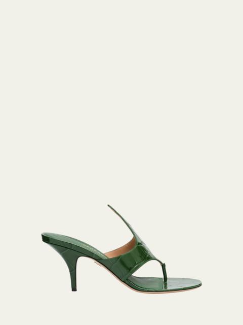 FERRAGAMO Lyrai Croco Thong Slide Sandals