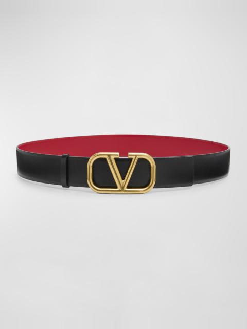 V-Logo Signature Reversible Leather H40 Belt