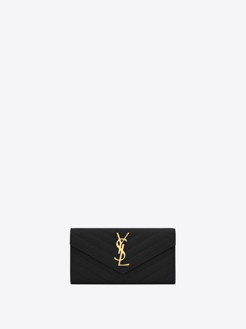 SAINT LAURENT cassandre saint laurent matelassé large flap wallet in grain de poudre embossed leather