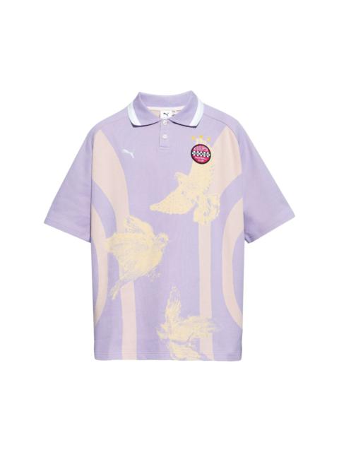 bird-print appliquÃ© polo shirt