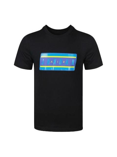 Jordan Air Jordan ORDAN STICKER SS CREW Athleisure Casual Sports Short Sleeve Black CJ6247-010